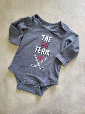 Indigo Baby Graphic Long Sleeve Bodysuit - "The EH Team"